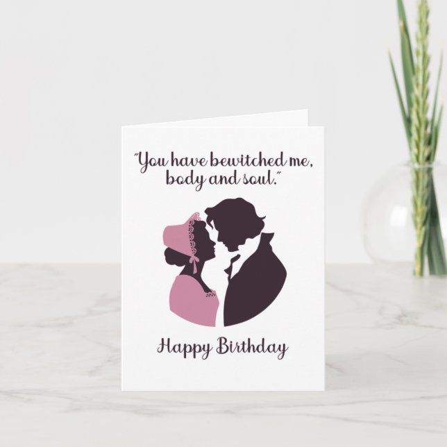 Tarjeta Cumpleaños de Jane Austen Orgullo y Prejuicio  (Anverso)