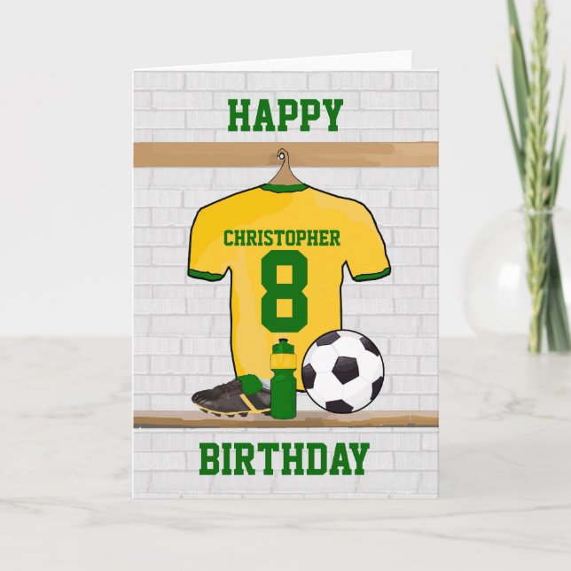 Tarjeta Cumpleaños de Jersey de la Copa de Fútbol Verde Am (Anverso)