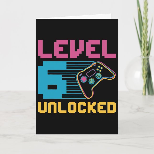 Tarjeta Cumpleaños de Juegos Desbloqueados de Nivel 6 (Anverso)