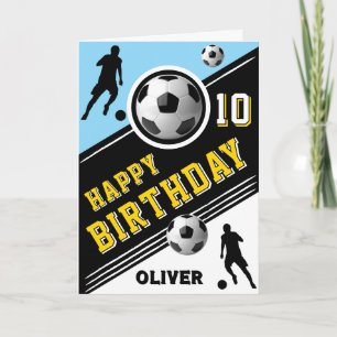 Tarjeta Cumpleaños de jugador de balón de fútbol soccer mo
