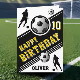 Tarjeta Cumpleaños de jugador de balón de fútbol soccer mo