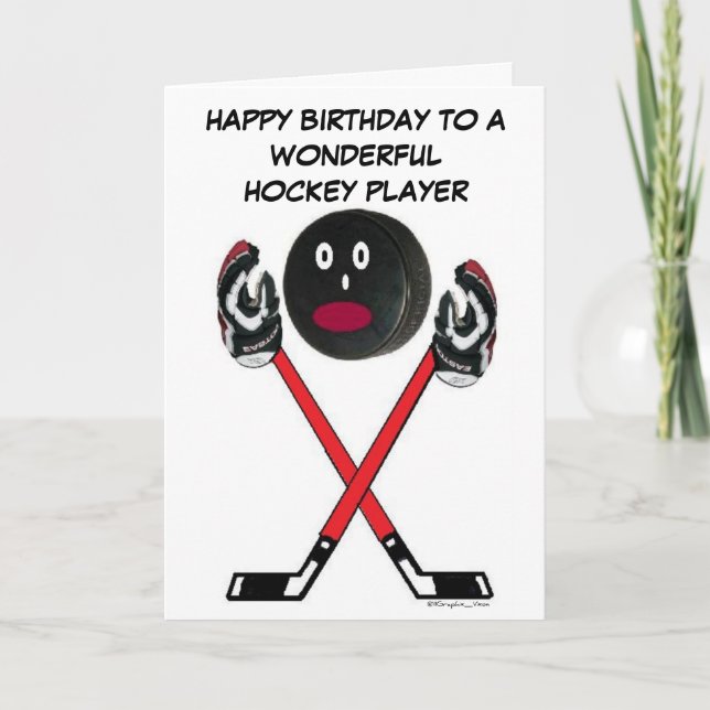 Tarjeta Cumpleaños de jugador de hockey (Anverso)