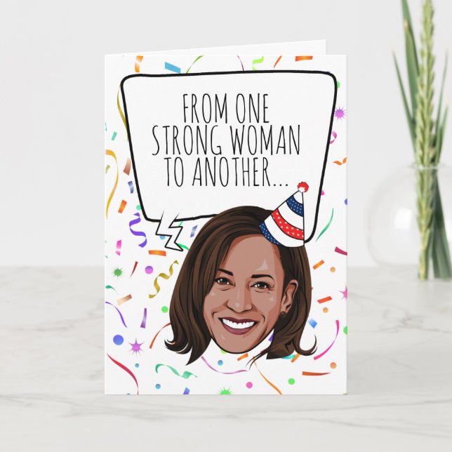 Tarjeta Cumpleaños de Kamala Harris: De una mujer fuerte (Anverso)
