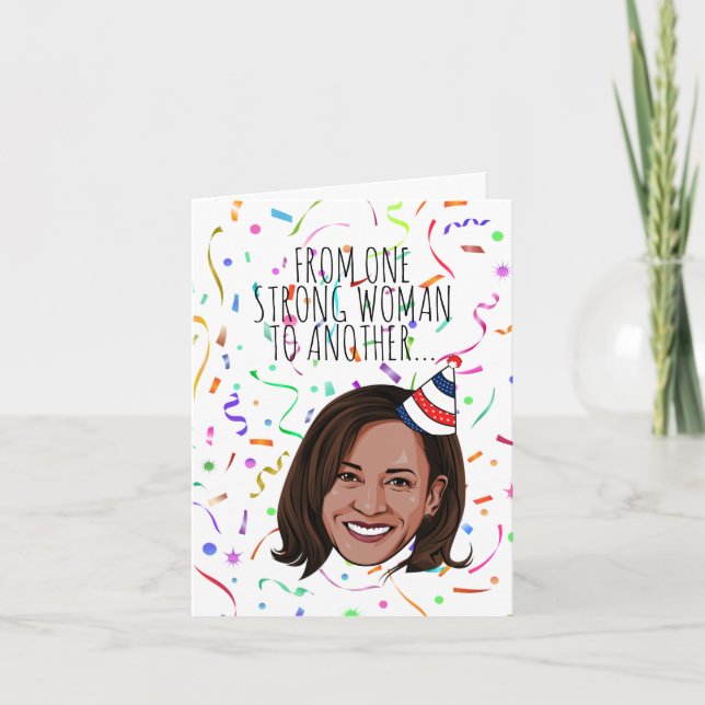 Tarjeta Cumpleaños de Kamala Harris: De una mujer fuerte (Anverso)