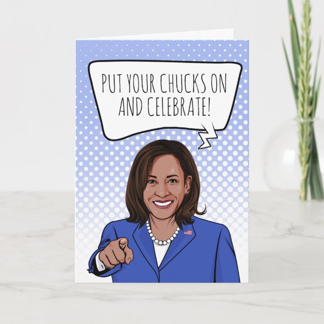 Tarjeta Cumpleaños de Kamala Harris: Pon tus medias (Anverso)