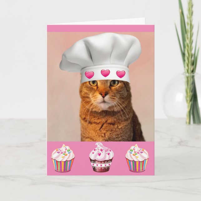 Tarjeta Cumpleaños De Kitty Y Cupcakes (Anverso)