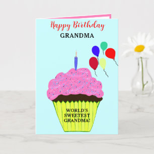 Tarjeta Cumpleaños de la abuela Cupcake rosa FOTO