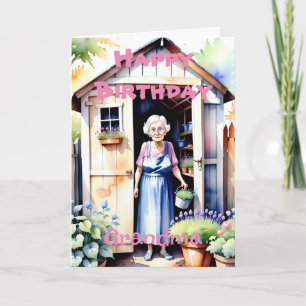 Tarjeta Cumpleaños de la Abuela Especial Cute Garden Flor 