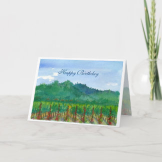 Tarjeta Cumpleaños de la acuarela del viñedo de Napa