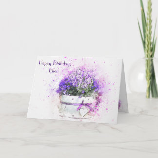 Tarjeta Cumpleaños de la acuarela floral femenina