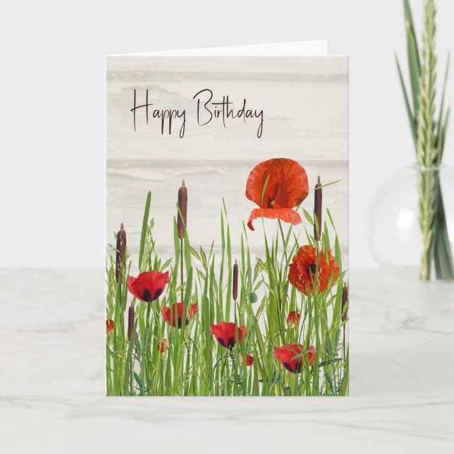 Tarjeta Cumpleaños de la Adormidera Roja y de las Costas (Anverso)