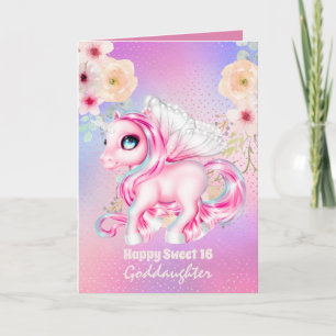 Tarjeta Cumpleaños de la ahijada Unicornio Lindo CUALQUIER