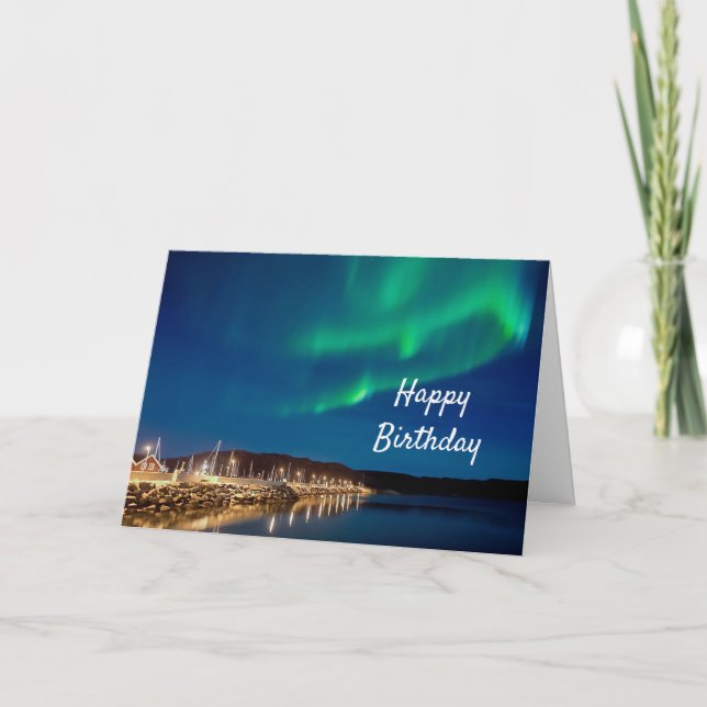 Tarjeta Cumpleaños de la aurora boreal (Anverso)