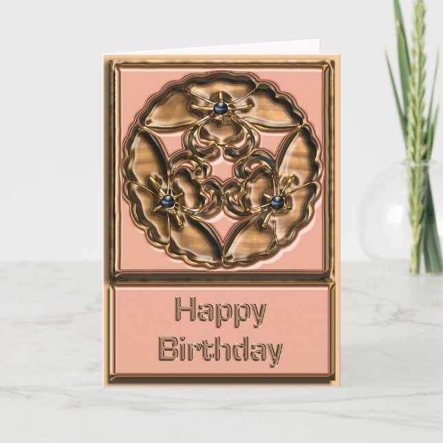 Tarjeta Cumpleaños de la bandeja de mariposa Grabado en re (Anverso)