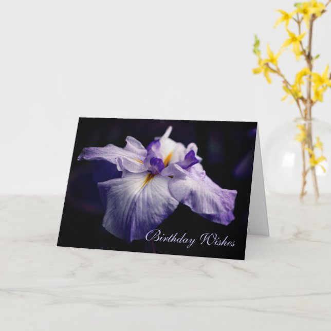 Tarjeta Cumpleaños de la belleza de la flor Iris japonesa (flor amarilla)