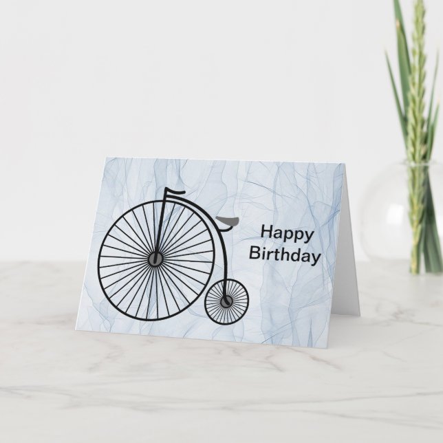 Tarjeta Cumpleaños de la bicicleta anticuada de ruedas (Anverso)