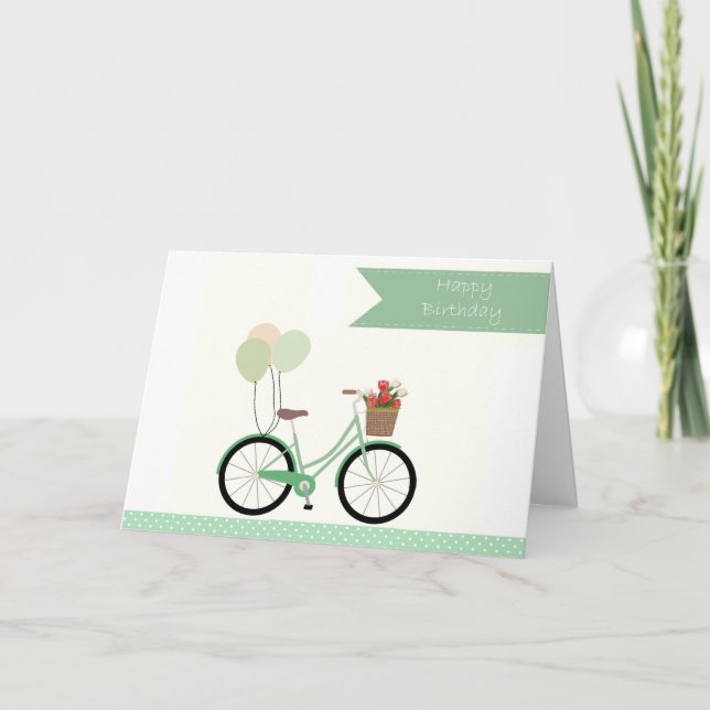 Tarjeta Cumpleaños de la bicicleta y los Rosas (Anverso)