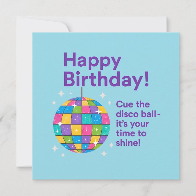 Tarjeta Cumpleaños de la bola de disco (Anverso)