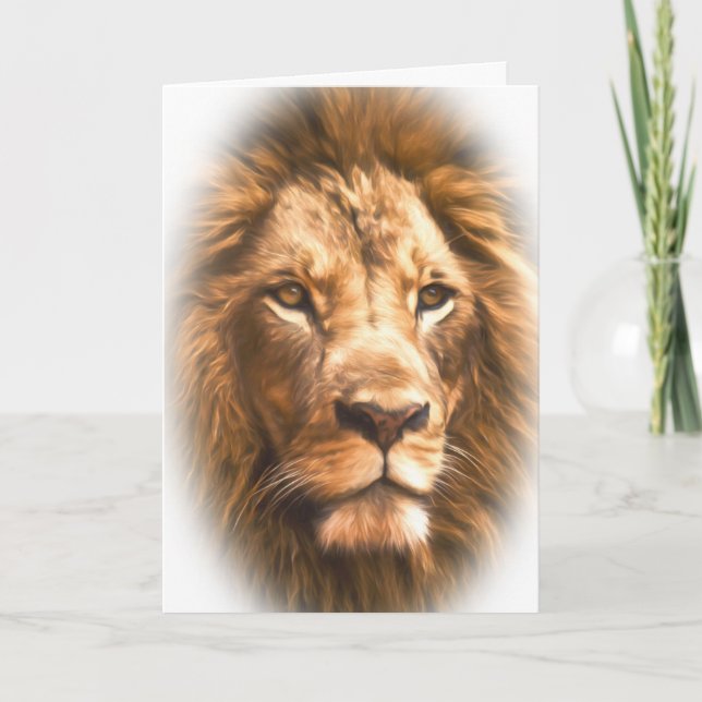 Tarjeta Cumpleaños de la cabeza del león (Anverso)