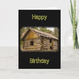Tarjeta Cumpleaños de la Cabina de Montaña Antigua
