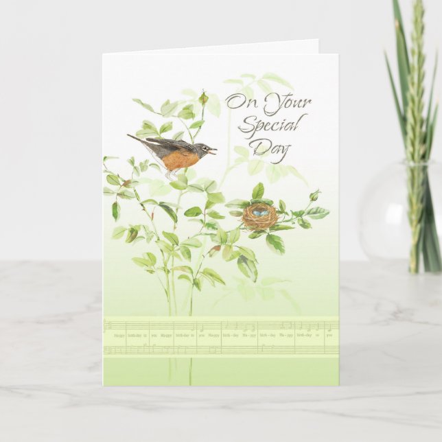 Tarjeta Cumpleaños de la canción del petirrojo (Anverso)