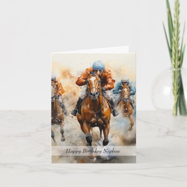 Tarjeta Cumpleaños de la Carreras de Caballo de Nephew (Anverso)
