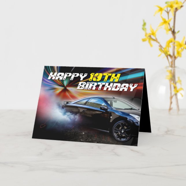 Tarjeta Cumpleaños de la Carreras de la calle Turbocharge (flor amarilla)
