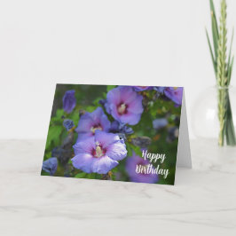 Tarjeta Cumpleaños de la celebración del Hibiscus púrpura