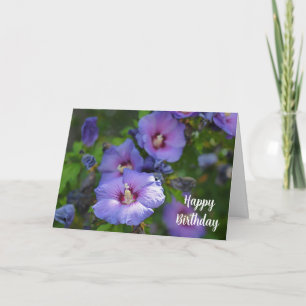 Tarjeta Cumpleaños de la celebración del Hibiscus púrpura