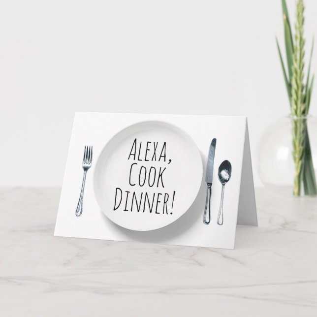 Tarjeta Cumpleaños de la cena blanca de Alexa Command (Anverso)