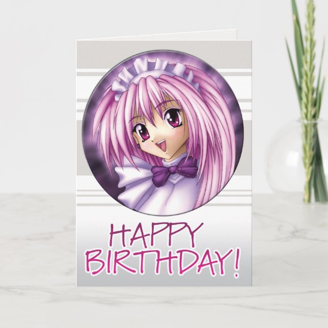 Tarjeta Cumpleaños de la Chica Manga Maid (Anverso)