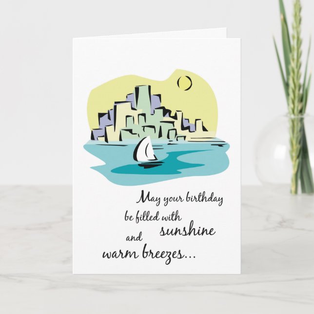 Tarjeta Cumpleaños de la ciudad de Sailboat (Anverso)