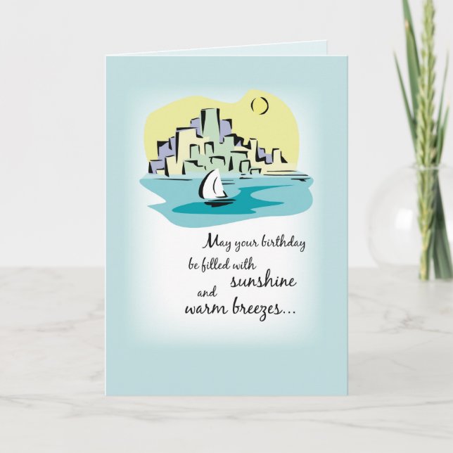 Tarjeta Cumpleaños de la ciudad de Sailboat (Anverso)