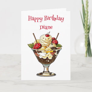 Tarjeta Cumpleaños de la crema de hielo personalizada