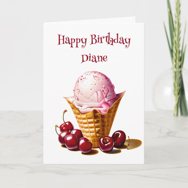 Tarjeta Cumpleaños de la crema de hielo personalizada (Anverso)