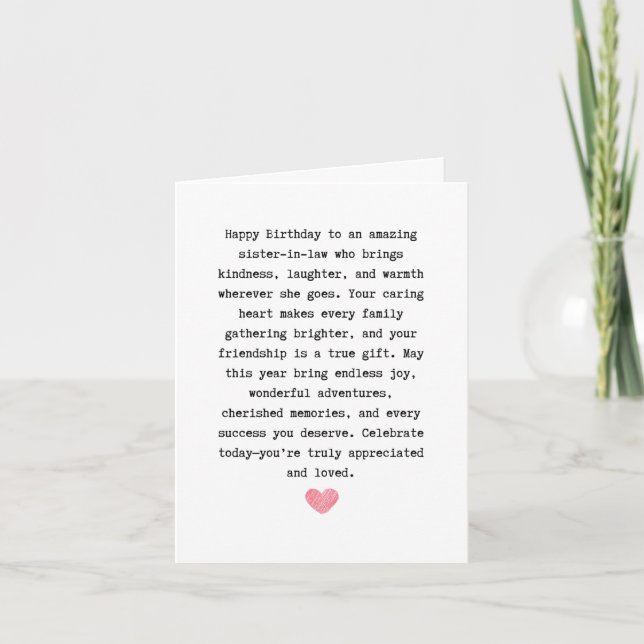 Tarjeta Cumpleaños de la cuñada (Anverso)