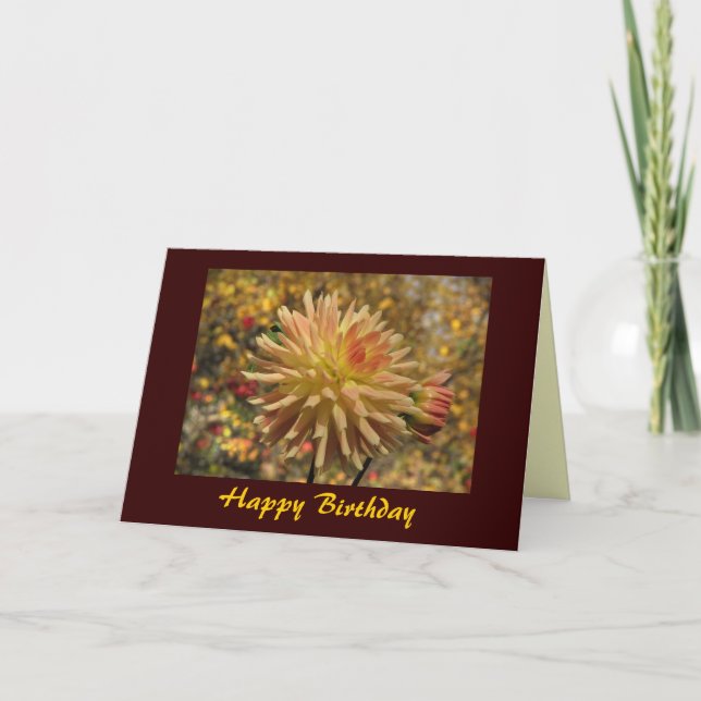 Tarjeta Cumpleaños de la dalia del cactus (Anverso)