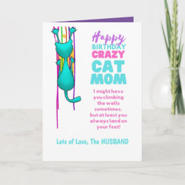 Tarjeta Cumpleaños de la divertida GATA MAMÁ Esposa De par