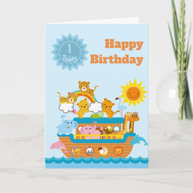 Tarjeta Cumpleaños de la Edad Personalizable del Arca de N (Anverso)