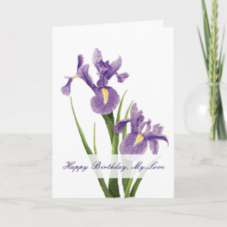 Tarjeta Cumpleaños de la esposa del jardín Iris