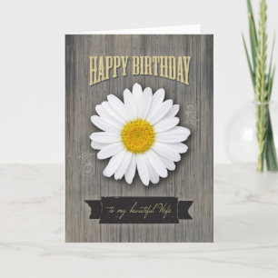 Tarjeta Cumpleaños de la esposa, madera rústica y diseño