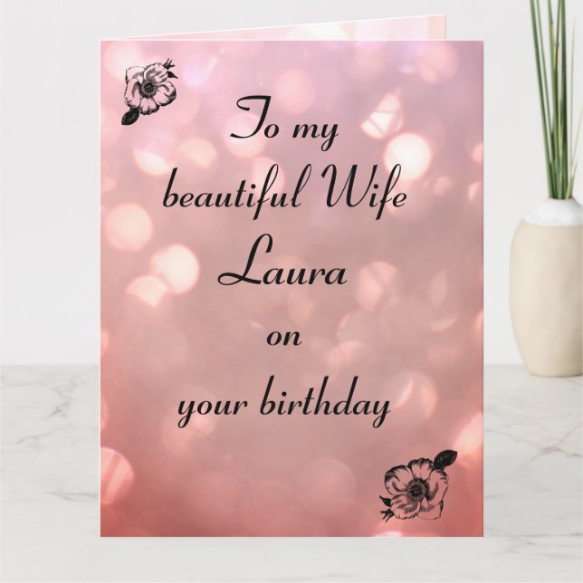 Tarjeta Cumpleaños de la esposa personalizada (Anverso)