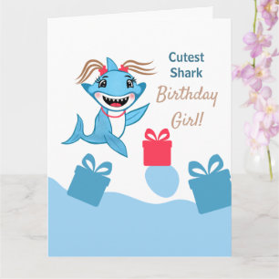 Tarjeta Cumpleaños de la familia de tiburones felices