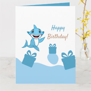 Tarjeta Cumpleaños de la familia de tiburones felices
