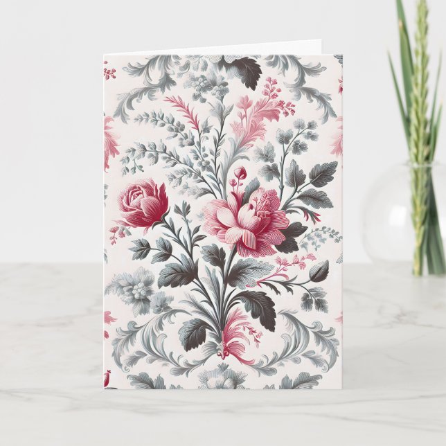 Tarjeta Cumpleaños de la familia francesa Toile Fleurie (Anverso)