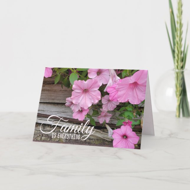 Tarjeta Cumpleaños de la Familia Pink Petunias (Anverso)