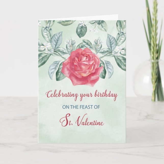 Tarjeta Cumpleaños de la fiesta religiosa Rosa Día de San  (Anverso)