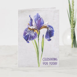 Tarjeta Cumpleaños de la Flor de Iris Púrpura