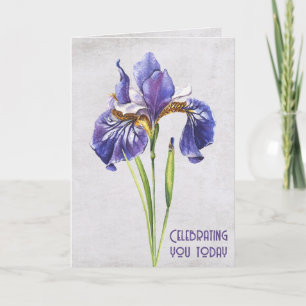 Tarjeta Cumpleaños de la Flor de Iris Púrpura