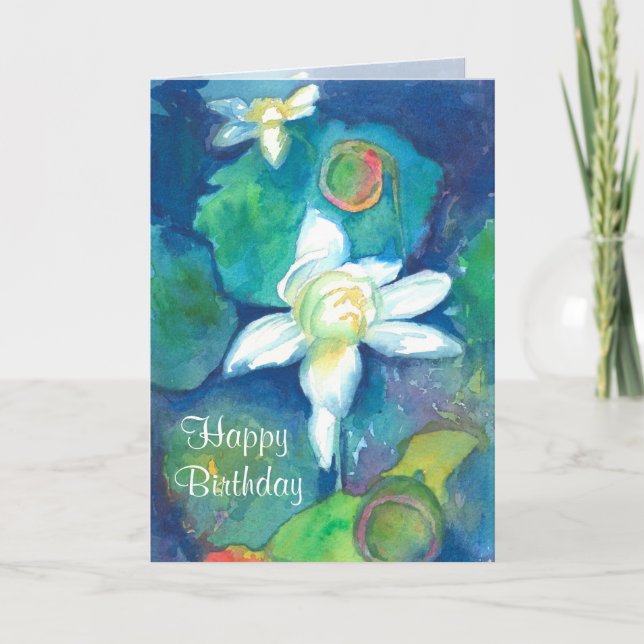 Tarjeta Cumpleaños de la flor de Lotus feliz (Anverso)